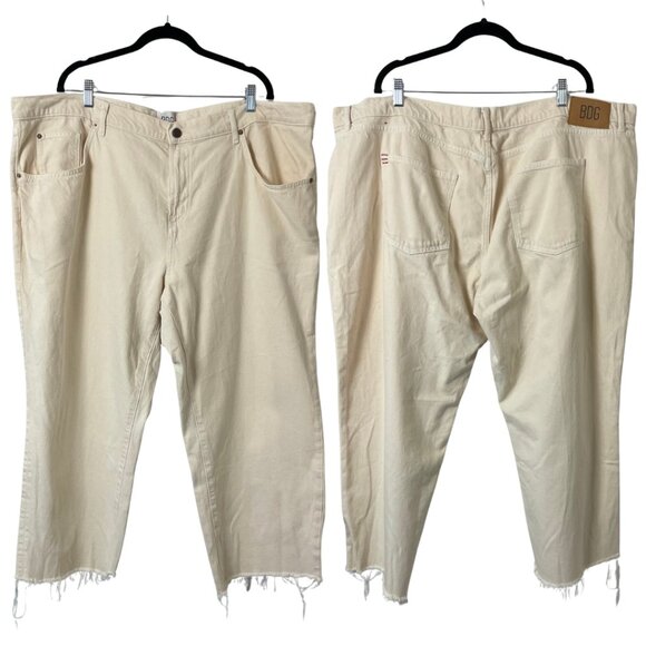 BDG Urban Outfitters Cowgirl Jeans Plus Size 22 Cream Denim 100% Cotton Raw Hem - Picture 2 of 13